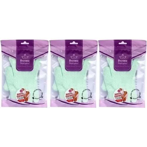 Derma Naturel Parmaklı Banyo Eldiveni MS-23 (3 Lü Set)