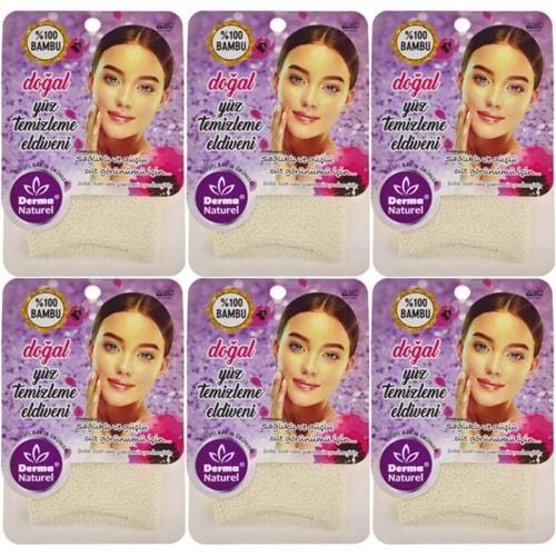 Derma Naturel Bambu Yüz Temizleme Eldiveni MS-32 (6 Lı Set)