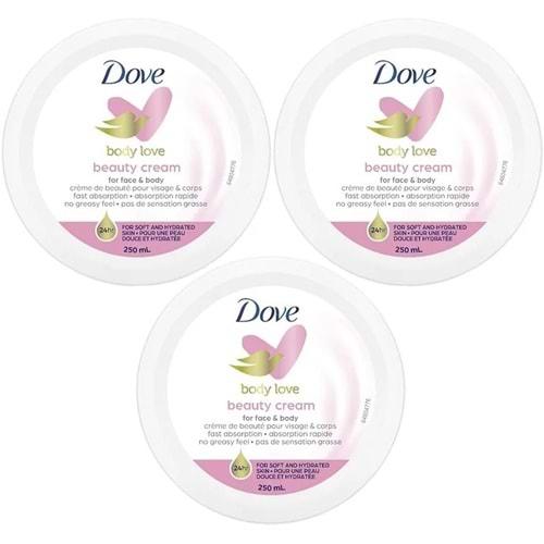 Dove Besleyici El ve Vücut Bakım Kremi 250ML Beauty Cream (Pembe) (3 Lü Set)
