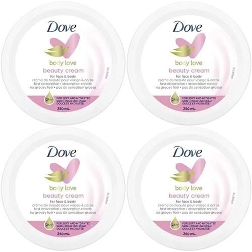 Dove Besleyici El ve Vücut Bakım Kremi 250ML Beauty Cream (Pembe) (4 Lü Set)