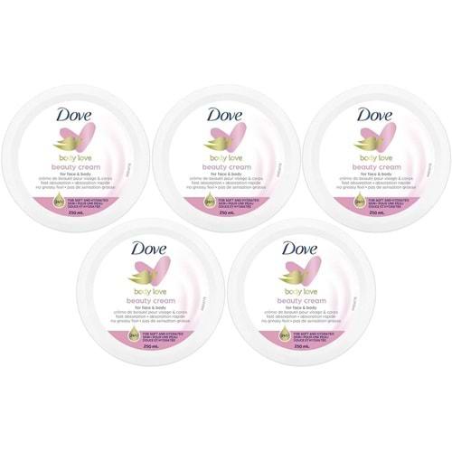 Dove Besleyici El ve Vücut Bakım Kremi 250ML Beauty Cream (Pembe) (5 Li Set)
