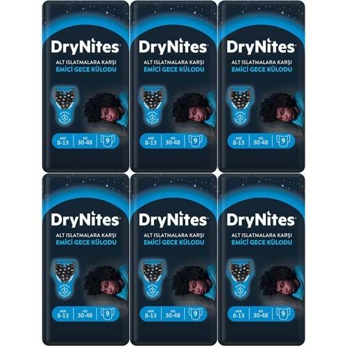 Drynites Emici Gece Külodu/Külot Bez Erkek 8-13 Yaş 30-48KG Large 54 Adet 6PK*9 AltIslatmalara Karşı