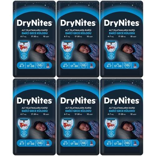Drynites Emici Gece Külodu/Külot Bez Erkek 4-7 Yaş 17-30KG Small 60 Adet 6PK*10 AltIslatmalara Karşı