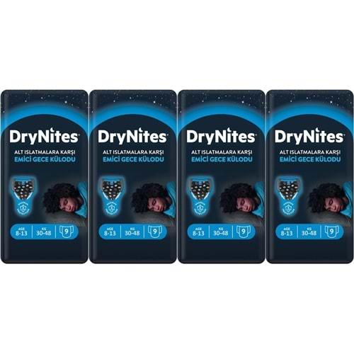 Drynites Emici Gece Külodu/Külot Bez Erkek 8-13Yaş 30-48KG Large 36 Adet 4PK*9 Alt Islatmalara Karşı