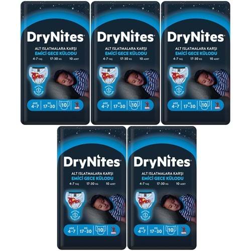 Drynites Emici Gece Külodu/Külot Bez Erkek 4-7 Yaş 17-30KG Small 50Adet 5PK*10 Alt Islatmalara Karşı