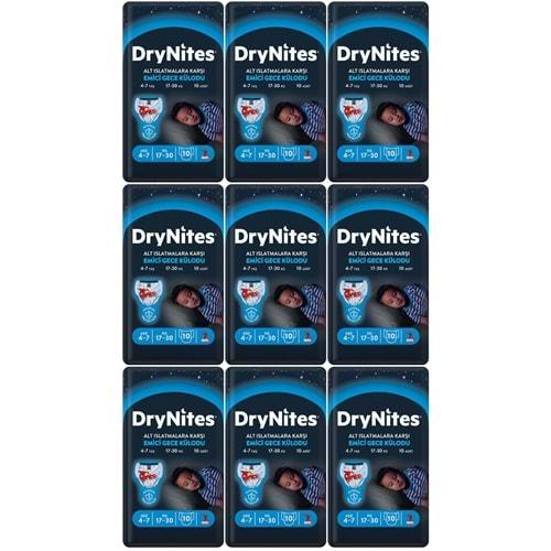 Drynites Emici Gece Külodu/Külot Bez Erkek 4-7 Yaş 17-30KG Small 90Adet 9PK*10 Alt Islatmalara Karşı