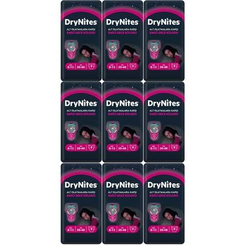 Drynites Emici Gece Külodu/Külot Bez Kız 8-13 Yaş 30-48KG Large 81 Adet 9PK*9 Alt Islatmalara Karşı