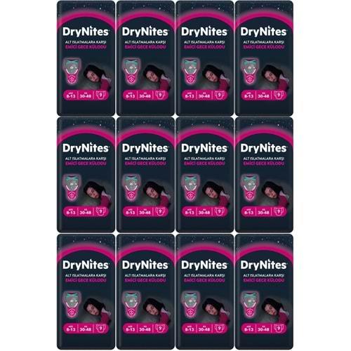Drynites Emici Gece Külodu/Külot Bez Kız 8-13 Yaş 30-48KG Large 108 Adet 12PK*9 AltIslatmalara Karşı