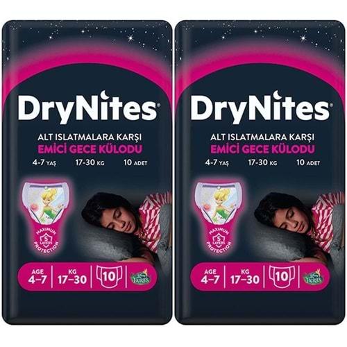 Drynites Emici Gece Külodu/Külot Bez Kız 4-7 Yaş 17-30 KG Large 20 Adet 2PK*10 Alt Islatmalara Karşı