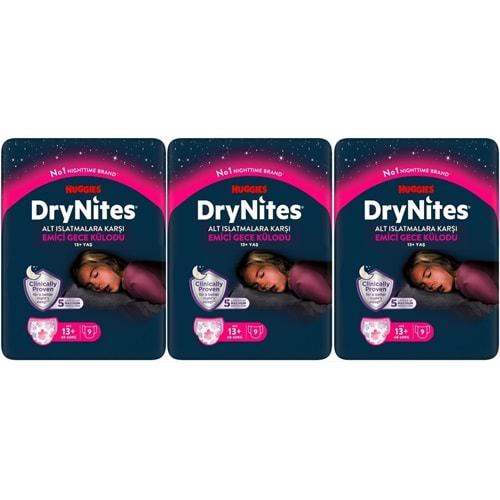 Drynites Emici Gece Külodu/Külot Bez Kız 13+ Yaş (48-60KG) X Large 27 Adet (3PK*9)