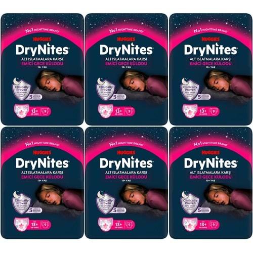 Drynites Emici Gece Külodu/Külot Bez Kız 13+ Yaş (48-60KG) X Large 54 Adet (6PK*9)