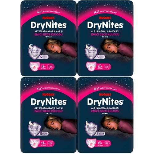 Drynites Emici Gece Külodu/Külot Bez Kız 13+ Yaş (48-60KG) X Large 80 Adet Mega Pk (4PK*20)