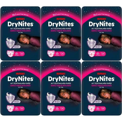 Drynites Emici Gece Külodu/Külot Bez Kız 13+ Yaş (48-60KG) X Large 120 Adet Mega Pk (6PK*20)