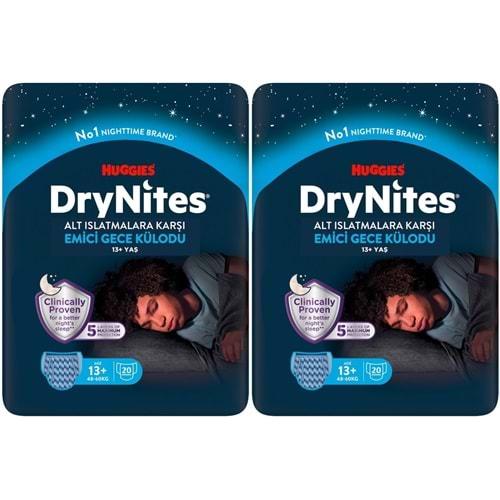 Drynites Emici Gece Külodu/Külot Bez Erkek 13+ Yaş (48-60KG) X Large 40 Adet Mega Pk (2PK*20)