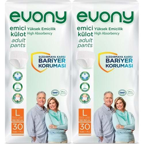 Evony Hasta Bezi Yetişkin Emici Külot L - Büyük - Large 60 Adet (2PK*30)