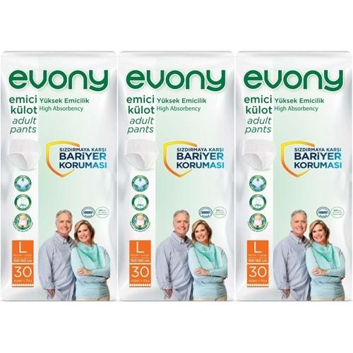 Evony Hasta Bezi Yetişkin Emici Külot L - Büyük - Large 90 Adet (3PK*30)