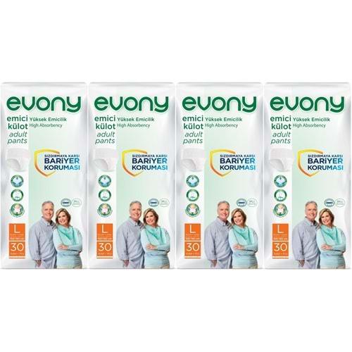 Evony Hasta Bezi Yetişkin Emici Külot L - Büyük - Large 120 Adet (4PK*30)
