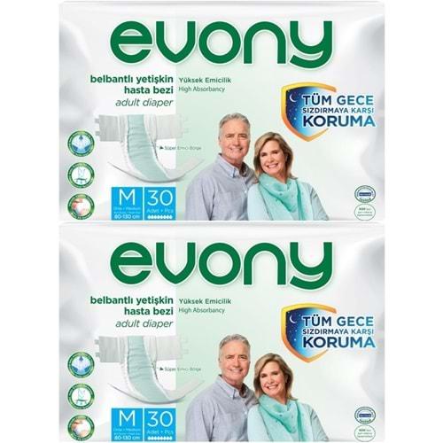 Evony Hasta Bezi Yetişkin Bel Bantlı Tekstil Yüzey M-Orta 60 Adet (2PK*30)