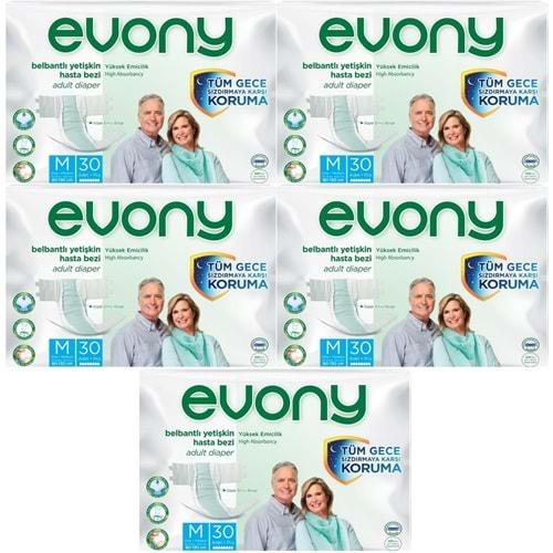 Evony Hasta Bezi Yetişkin Bel Bantlı Tekstil Yüzey M-Orta 150 Adet (5PK*30)