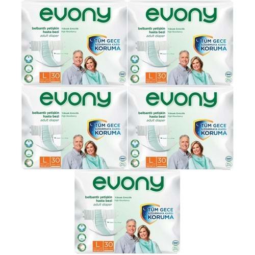 Evony Hasta Bezi Yetişkin Bel Bantlı Tekstil Yüzey L-Büyük 150 Adet (5PK*30)