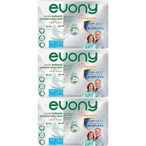 Evony Premium Hasta Bezi Yetişkin Bel Bantlı Tekstil Yüzey M-Orta 90 Adet