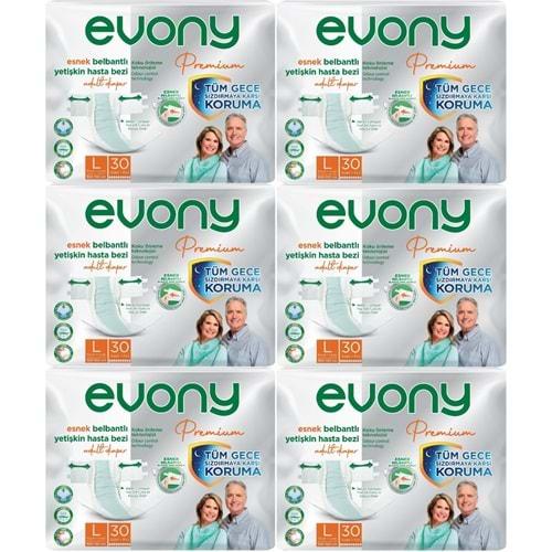 Evony Premium Hasta Bezi Yetişkin Bel Bantlı Tekstil Yüzey L-Büyük 180 Adet
