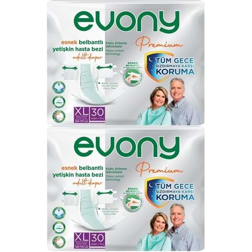 Evony Premium Hasta Bezi Yetişkin Bel Bantlı Tekstil Yüzey Ekstra Büyük (XL) 60 Adet