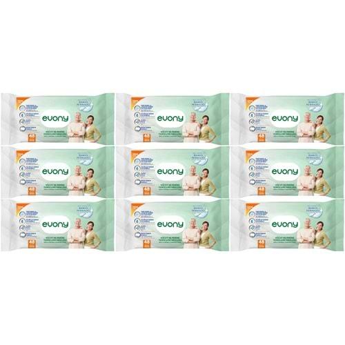 Evony Hasta Vücut Perine Temizleme Islak Mendil Havlu 48 Yaprak XL Banyo Ferahlığı (9 Lu Set)
