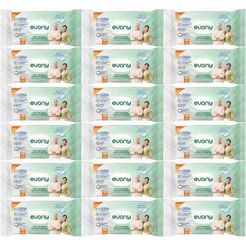 Evony Hasta Vücut Perine Temizleme Islak Mendil Havlu 48 Yaprak XL Banyo Ferahlığı (18 Li Set)
