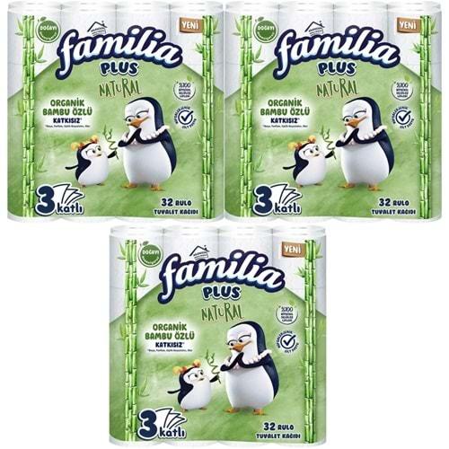 Familia Plus Tuvalet Kağıdı 3 Katlı 96 Lı Paket Natural Organik Bambu Özlü (3PK*32)