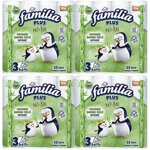 Familia Plus Tuvalet Kağıdı 3 Katlı 128 Li Paket Natural Organik Bambu Özlü (4PK*32)