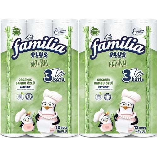 Familia Kağıt Havlu Natural (3 Katlı) Organik Bambu özlü 24 Lü Pk (2PK*12)