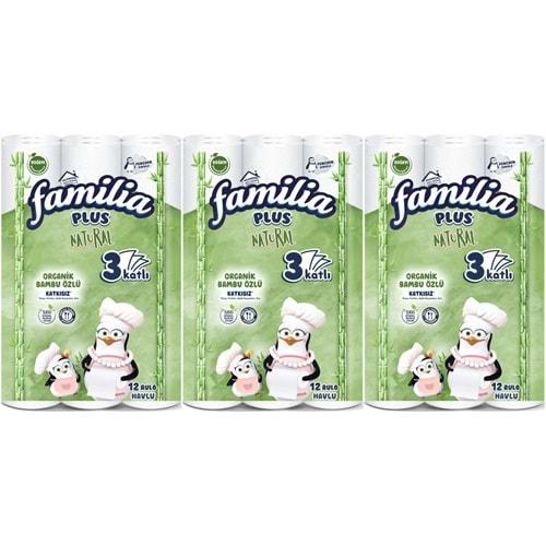 Familia Kağıt Havlu Natural (3 Katlı) Organik Bambu özlü 36 Lı Pk (3PK*12)