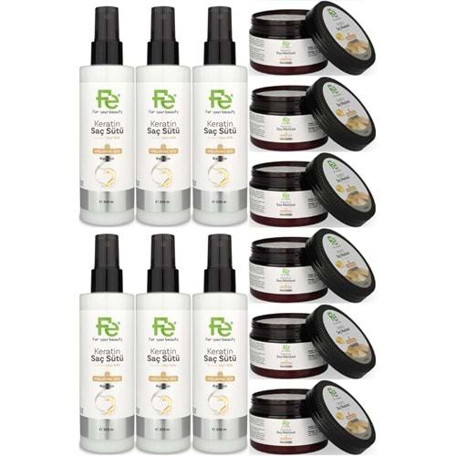 Fe Keratin Saç Sütü 200ML & Saç Maskesi 300ML (Karma 12 Li Set)
