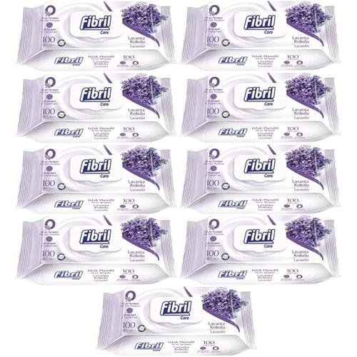 Fibril Islak Havlu Mendil 100 Yaprak Lavanta Plastik Kapaklı (9 Lu Set) 900 Yaprak