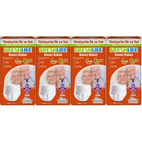 FreshLife Emici Külot Hasta Bezi XL Ekstra Büyük 120 Adet (4PK*30)