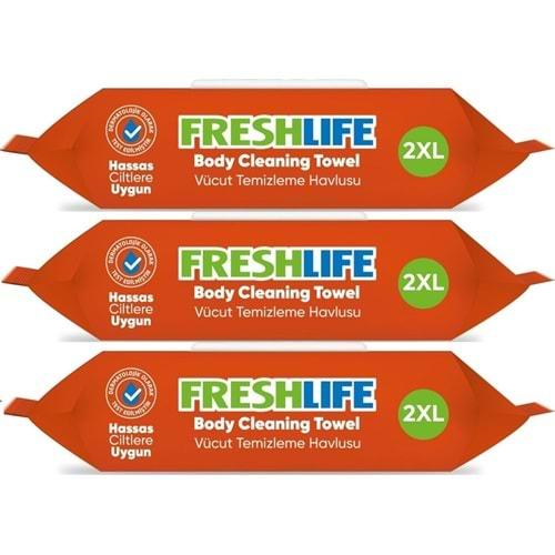 Freshlife Hasta Vücut Temizleme Islak Mendil Havlu 50 Yaprak XL (3 Lü Set)