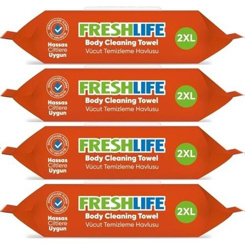 Freshlife Hasta Vücut Temizleme Islak Mendil Havlu 50 Yaprak XL (4 Lü Set)