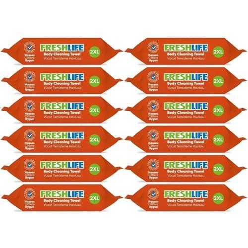 Freshlife Hasta Vücut Temizleme Islak Mendil Havlu 50 Yaprak XL (12 Li Set)