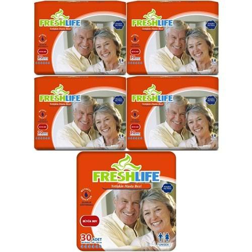 FreshLife Yetişkin Hasta Bezi Bel Bantlı L - Large - Büyük 150 Adet (5PK*30)