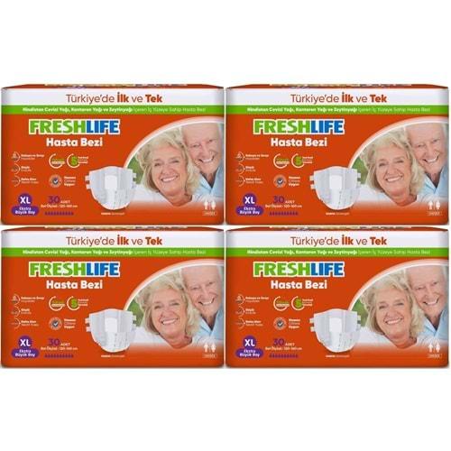 FreshLife Yetişkin Hasta Bezi Bel Bantlı XL - Ekstra Large - Extra Large 120 Adet (4PK*30)