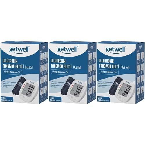 Getwell Konuşan Üst Koldan Tansiyon Aleti - Ölçme Cihazı (Geniş Manşon) (3 Lü Set)