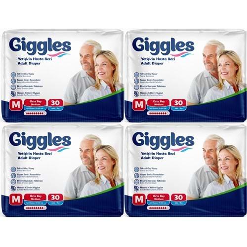 Giggles Hasta Bezi Yetişkin Bel Bantlı Tekstil Yüzey Orta - Medium (M) 120 Adet (4PK*30)