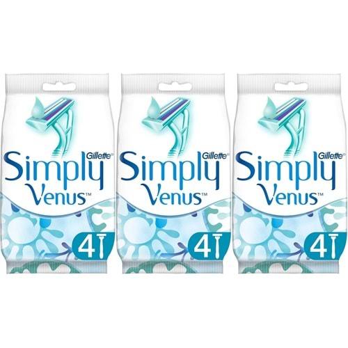 Gillette Simply Venus 2 Kullan At Kadın Tıraş Bıçağı 12 Li Set (3PK*4)