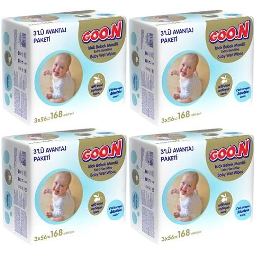 Goon Islak Havlu Mendil 56 Yaprak Sensitive Hassas Cilt 12 Li Set (4PK*3) 672 Yaprak