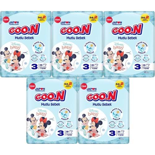 Goon Mutlu Bebek Bebek Bezi Beden:3 (7-12Kg) Midi 180 Adet Jumbo Mega Pk