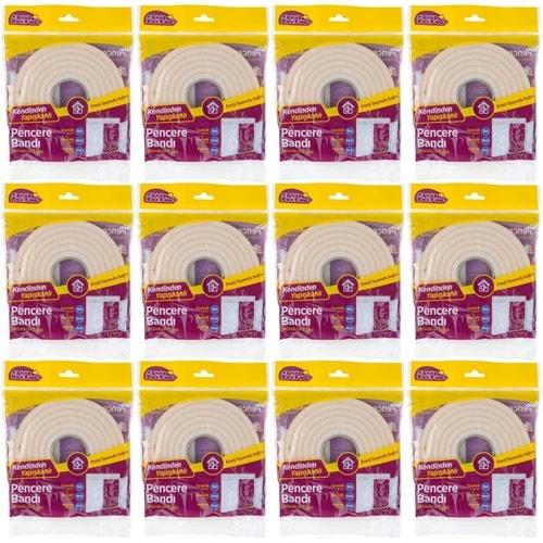 GreenLeaves Süngerli Pencere Bandı 5 Metre (12 Li Set)