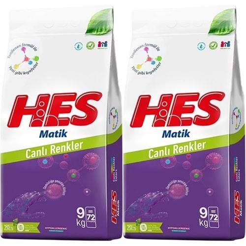 HES Matik Toz Çamaşır Deterjanı 18KG Color/Renkliler (144 Yıkama) (2PK*9KG)
