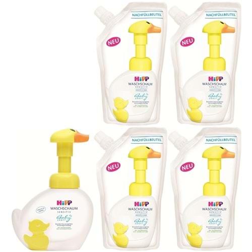 Hipp Babysanft Bebek/Çoçuk El Yıkama Köpüğü 250ML (1 Pompalı+4 Yedek) Avantaj Paket