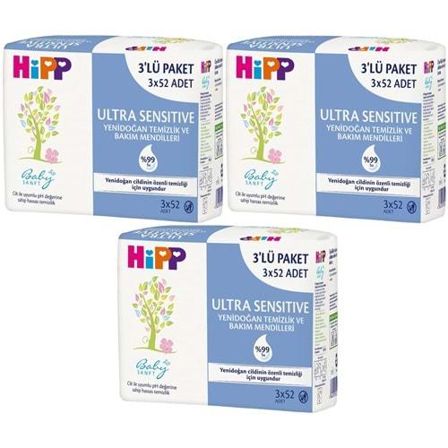 Hipp Baby Sanft Islak Havlu Mendil 52 Yaprak Ultra Sensitive Yenidoğan 9 Lu Set (3PK*3) 468 Yaprak